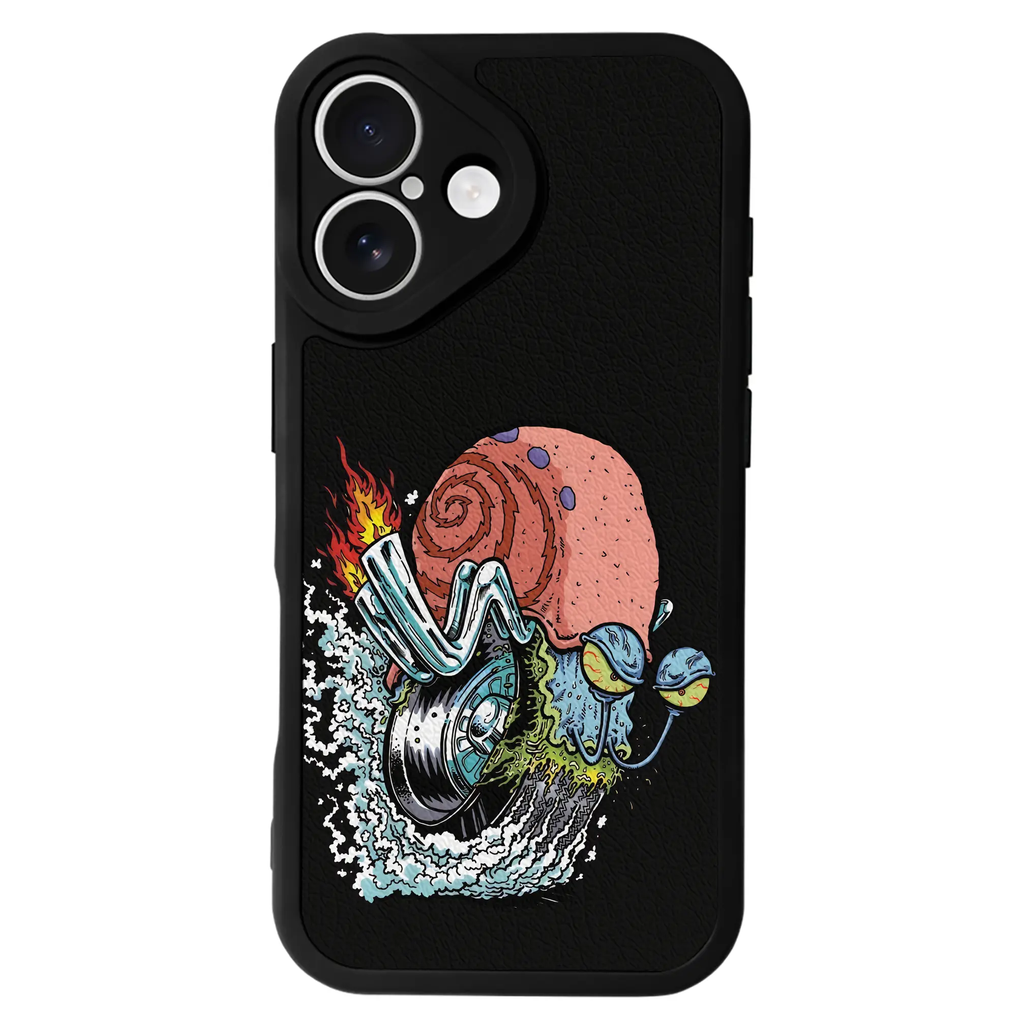 スポンジボブ グッズ カタツムリさん - IPhone 16シリーズ対応 ・ シリコンスマホケース ・ レザー調 ・ 高精度フィット ・ 耐衝撃 ・ ワイヤレス充電対応 ・ 精密カット